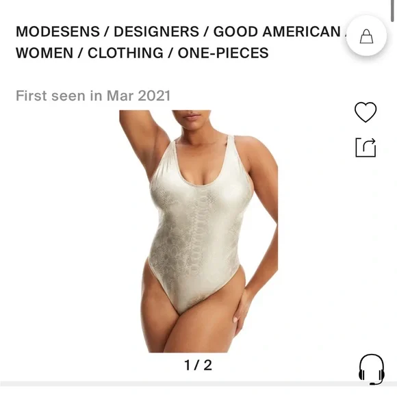 GOOD AMERICAN METALLIC LAYOUT SWIMSUIT ONE PIECE SILVER SIZE 2 - Picture 7 of 10